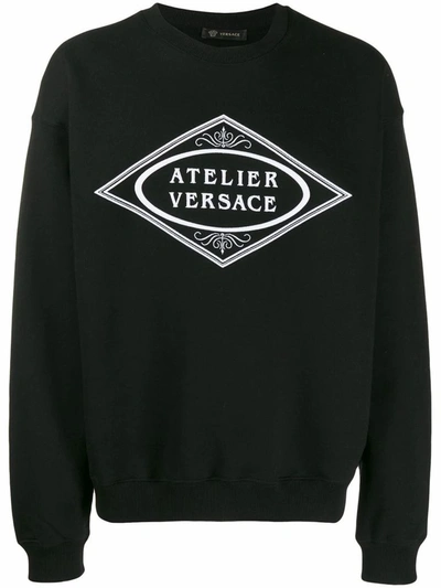 Shop Versace Men's Black Cotton Sweatshirt