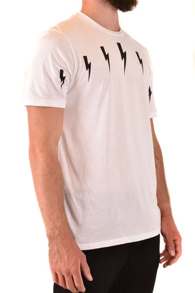 Shop Neil Barrett Men's White Cotton T-shirt