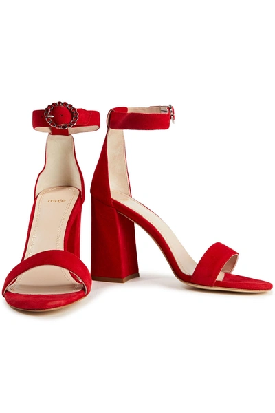Shop Maje Suede Sandals In Red
