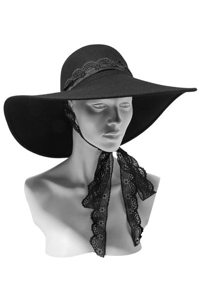 Shop Eugenia Kim Bunny Lace-trimmed Wool-felt Hat In Black