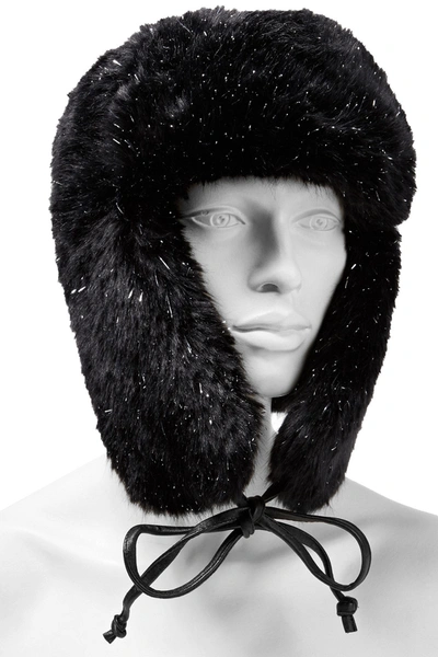 Shop Eugenia Kim Owen Leather-trimmed Tinsel And Faux Fur Trapper Hat In Black