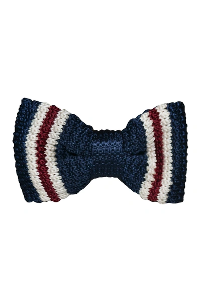 Shop Dogs Of Glamour Small Multi William Knitted Bow Tie In Navy/white/red