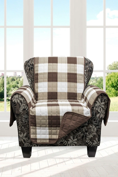 Shop Duck River Textile Chocolate/sage Alba Reversible Waterproof Microfiber Chair Cover In Chocolate-sage