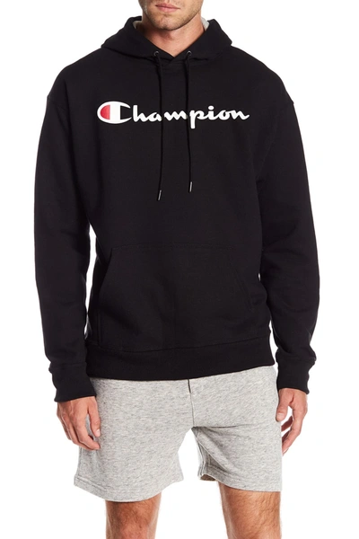 Shop Champion Powerblend Logo Pullover Hoodie In Black