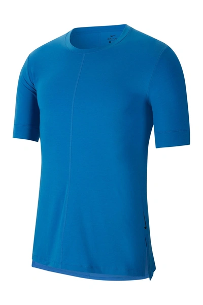 Shop Nike Dri-fit Yoga T-shirt In Battle Blue/black