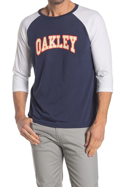 Shop Oakley Sport Logo Print 3/4 Raglan Sleeve T-shirt In White