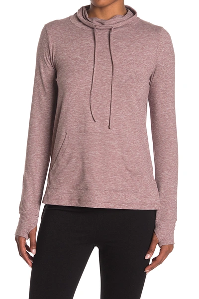 Shop X By Gottex Funnel Neck High-low Pullover In Plum Htr