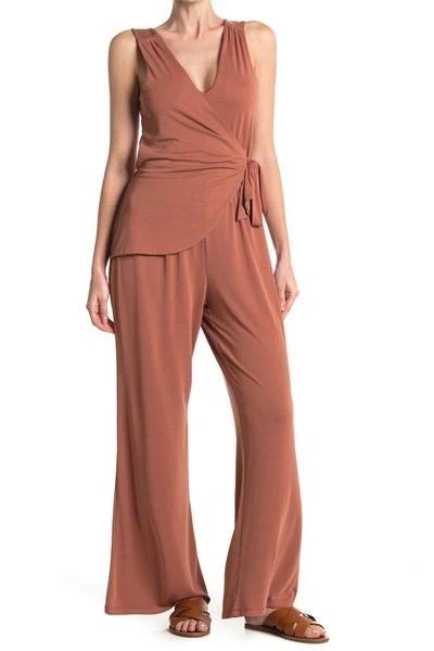 Shop Light Codes Serenity Knit Jumpsuit In Rust