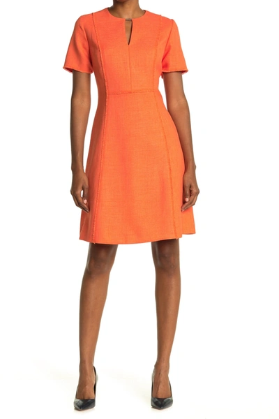 Shop Elie Tahari Ariel Keyhole Fit & Flare Dress In Orange Zes