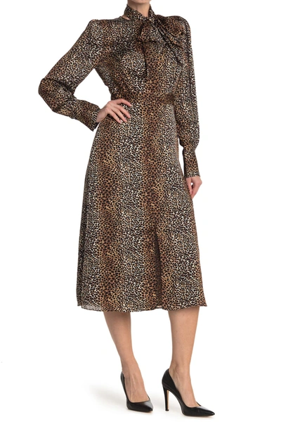 Shop Equipment Calanne Leopard Print Midi Dress In Trueblackm