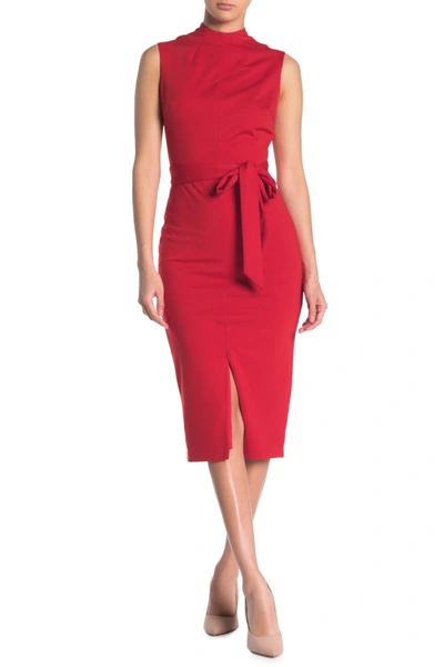 Shop Alexia Admor Mock Neck Belted Sheath Dress In Red