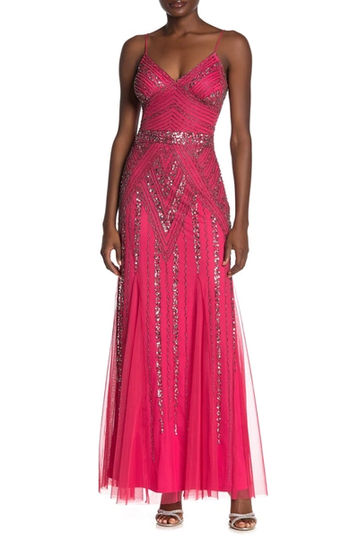 Shop Marina Beaded Gown In Coral