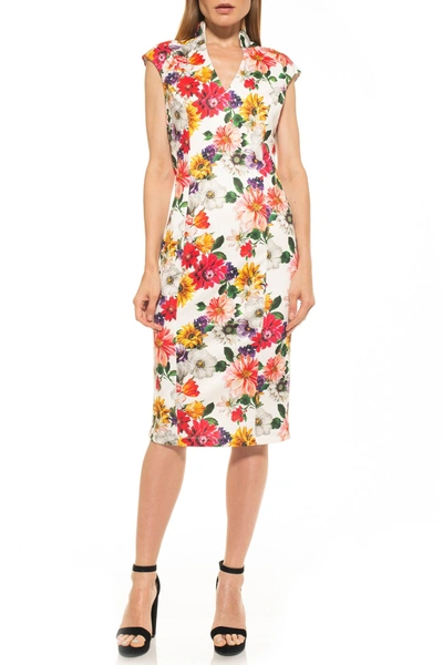 Shop Alexia Admor Cap Sleeve Midi Dress In Ivy Bouquet