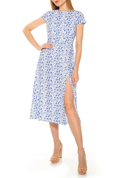 Shop Alexia Admor Lily Crew Neck Midi Dress In Painted Blue Floral