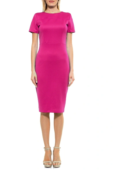 Shop Alexia Admor Scuba Midi Sheath Dress In Hot Pink