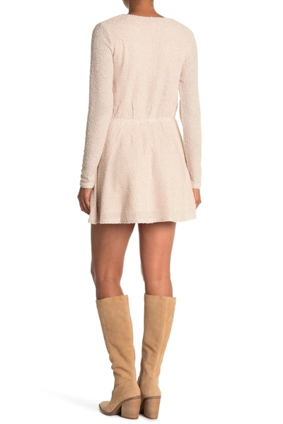 Shop A.calin Textured Knit Long Sleeve Mini Dress In Beige