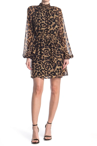 Shop A.calin Leopard Waist Tie Dress In Brown Animal