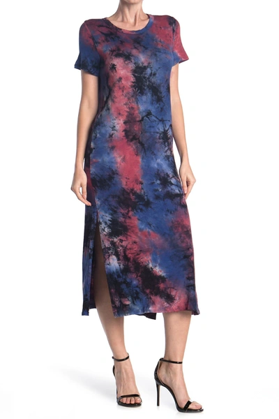 Shop A.calin Tie-dye Midi T-shirt Dress In Navy