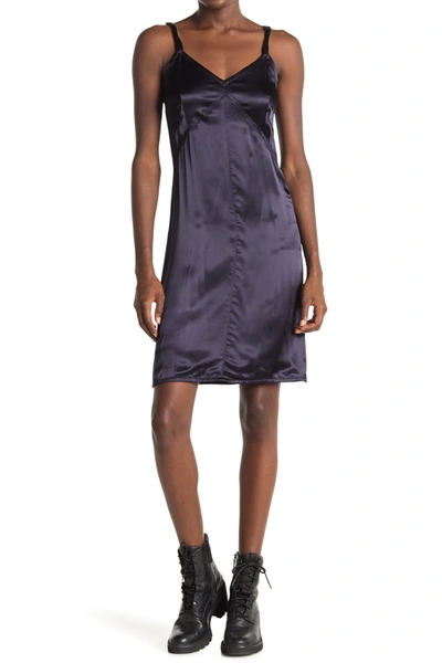 Shop Helmut Lang Shiny Mini Slip Dress In Nightfall