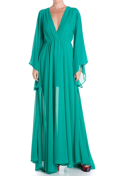 Shop Meghan La Sunset Long Sleeve Maxi Dress In Emerald