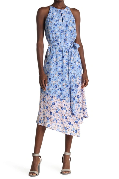 Shop Vince Camuto Floral Colorblock Midi Dress In Periwinkle