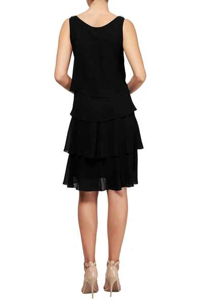 Shop Slny Sl Fashions Tulip Chiffon Dress In Black