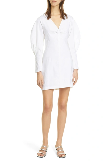 Shop A.l.c Aila Long Sleeve Linen Blend Mini Dress In Gesso