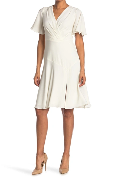 Shop Elie Tahari Jila Surplice Flutter Sleeve Dress In Fresh Pear