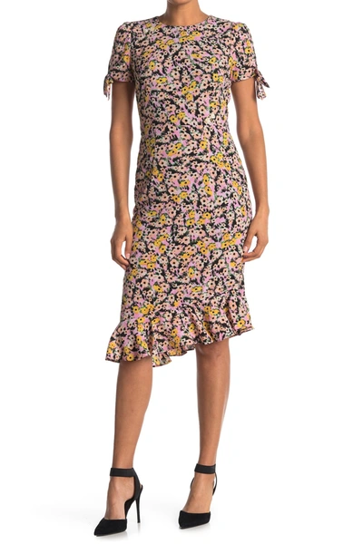 Shop Betsey Johnson Ditsy Floral Print Ruffle Hem Midi Dress In Multi
