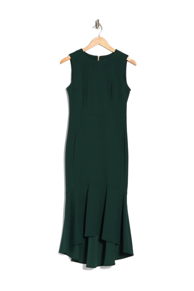 Shop Calvin Klein High/low Ruffle Hem Midi Dress In Malachite