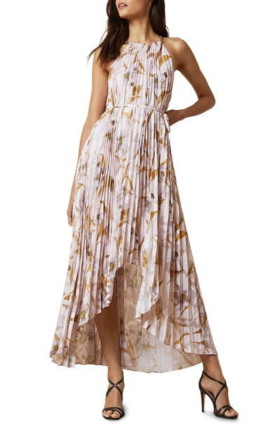Shop Ted Baker Dixie Cabana Pleated Maxi Dress In Lt-pink