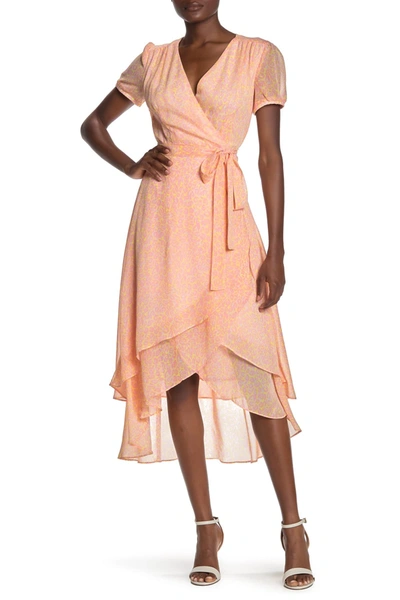 Shop Betsey Johnson Leopard Print Wrap Midi Dress In Pink Pop Multi