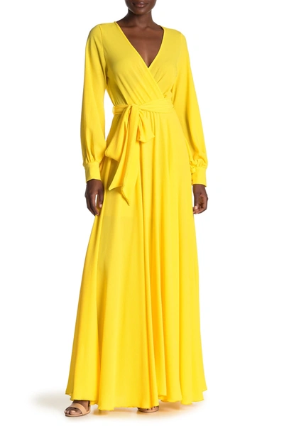 Shop Meghan La Lilypad Long Sleeve Maxi Dress In Canary