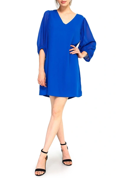 Shop 19 Cooper Long Sleeve V-neck Dress In Cobalt