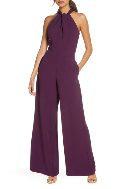 Shop Julia Jordan Halter Neck Jumpsuit In Plum