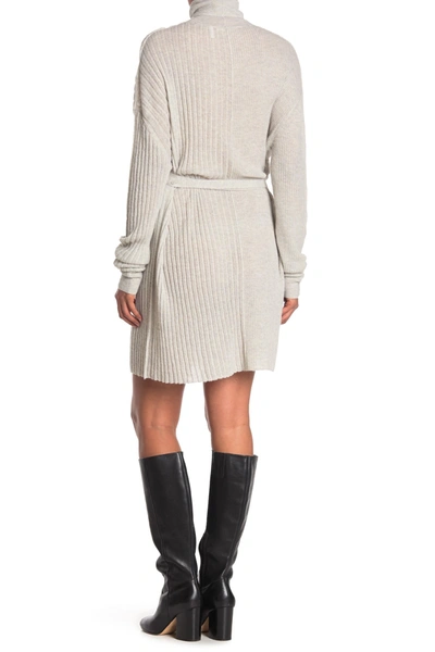 Shop Helmut Lang Turtleneck Long Sleeve Sweater Dress In Silver Mist