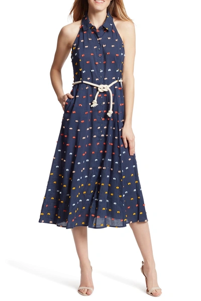 Shop Ella Moss Christina Printed Waist Tie Midi Dress In Pick Dot