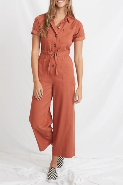Shop Marine Layer Joni Belted Jumpsuit In Baked Clay