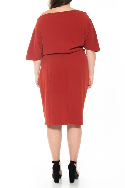 Shop Alexia Admor Olivia Draped One Shoulder Sheath Dress In Red Ochre
