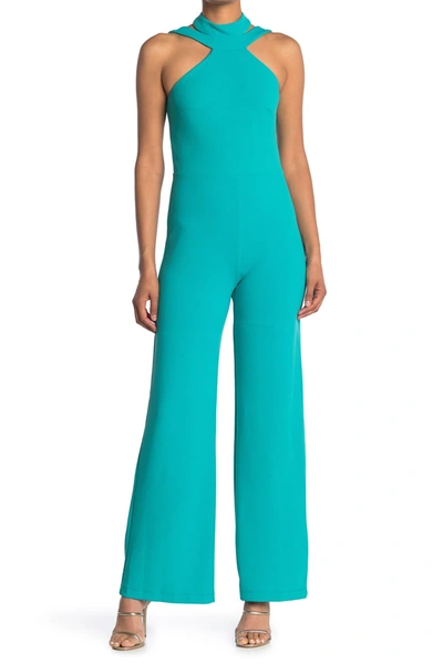 Shop Bebe Choker Neck Jumpsuit In Teal