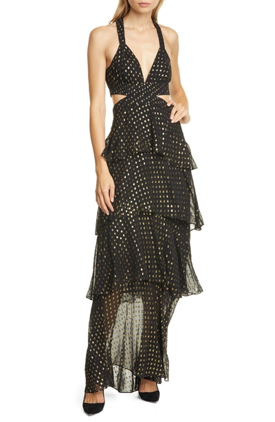 Shop A.l.c Lita Fil Coupé Silk Blend Maxi Dress In Blackgold