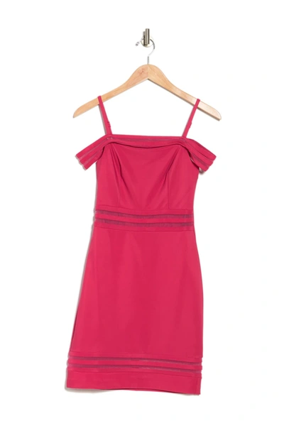 Shop Guess Off-the-shoulder Mini Dress In Hot Pink