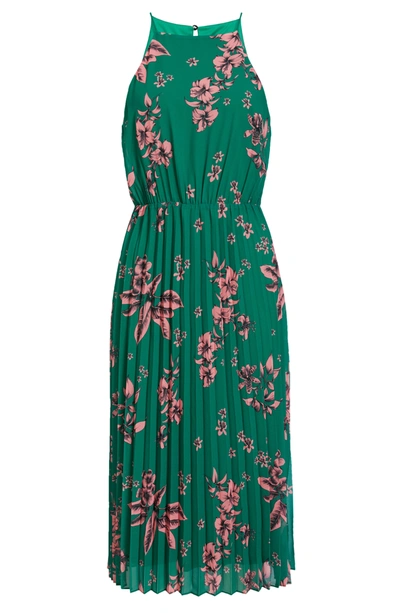 Shop Sam Edelman Chiffon Pleat Midi Dress In Green/pink