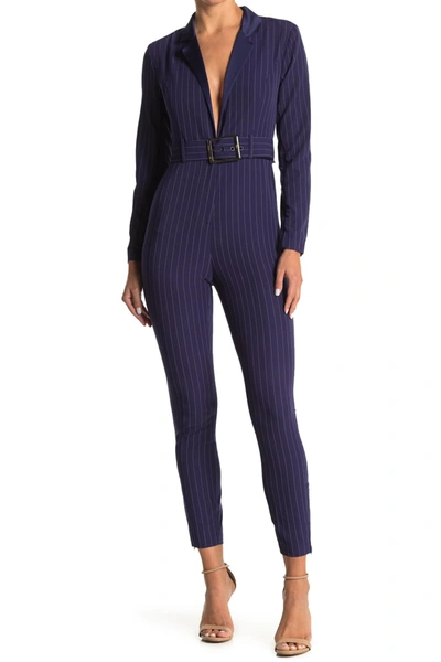 Shop Weworewhat Pinstripe Blazer Jumpsuit In Navy