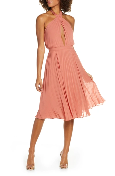 Shop Ali & Jay Soho House Plisse Midi Dress In Dusty Blush