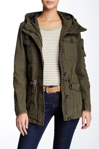Shop Levi's Hooded Military Jacket In Army Green