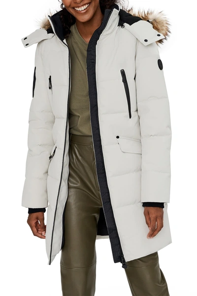 Noize Addie Quilted Faux Fur Trim Hooded Parka In Snow