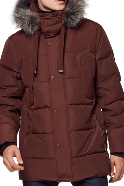 Shop Andrew Marc Gattaca Faux Fur Trim Parka In Oxblood