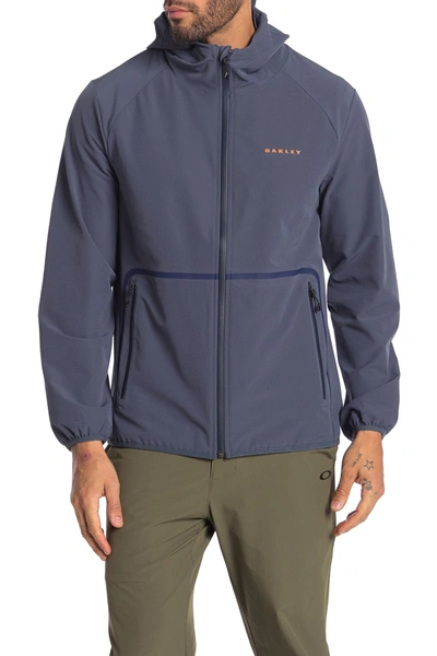 Shop Oakley Urban Commuter Hooded Front Zip Jacket In Foggy Blue