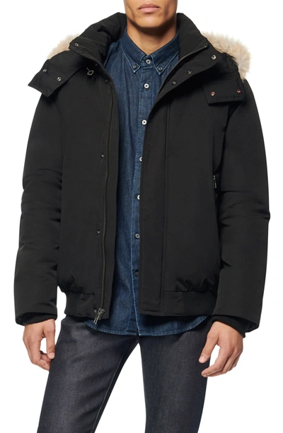 Shop Andrew Marc Adelphi Genuine Fox Fur Trim Bomber Jacket In Black